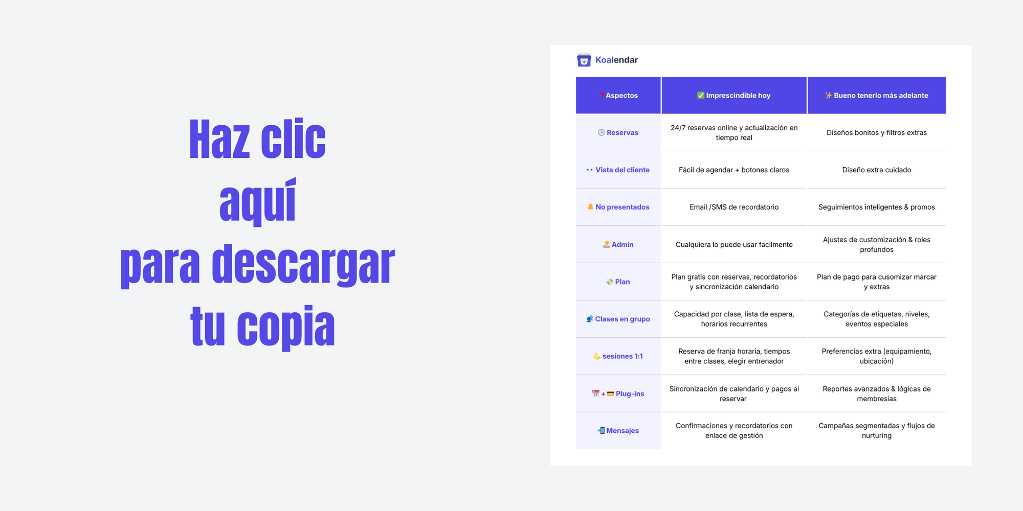 Aplicación gratuita de reservas para clases de fitness